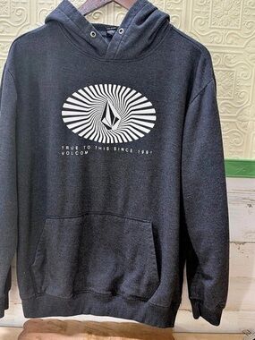 Volcom True To This Since 1991 Graphic Pullover Hoodie Gray XL